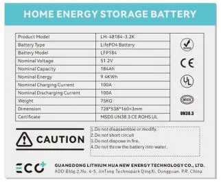 Ultra Safe Residential Ess Energy Storage Solutions with 51.2V 184ah 9.4kw Capacity LiFePO4 Lithium Iron Phosphate Battery for Solar System
