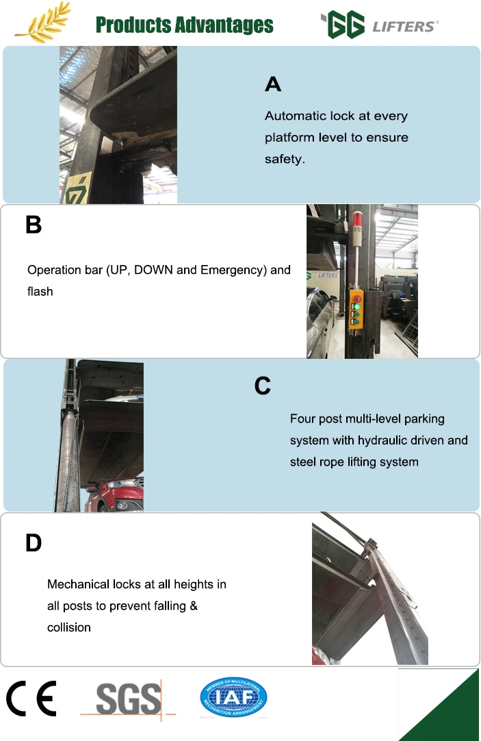 hydraulic 3 levels lift platform for car