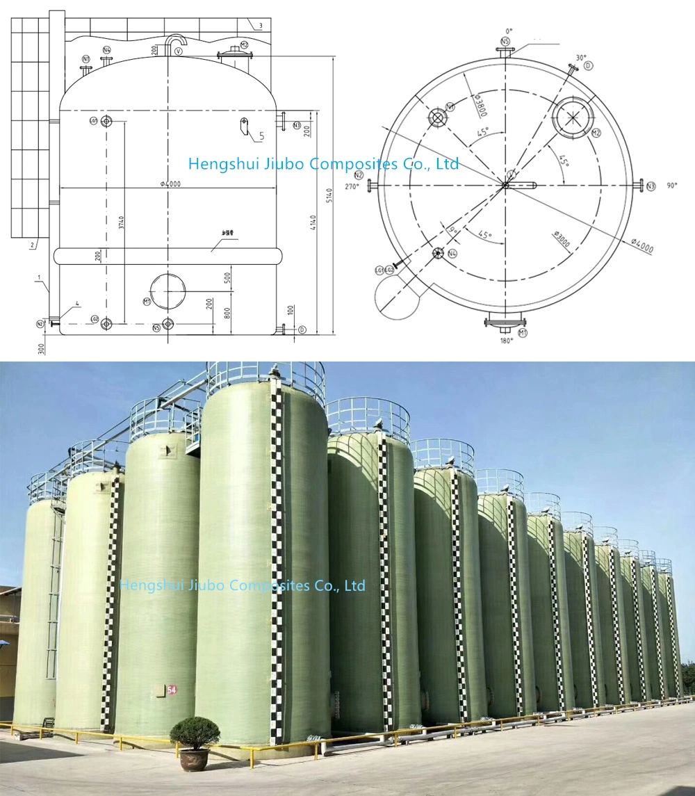 FRP Fiberglass Sulfuric Acid H2so4 Storage Tank Vessel