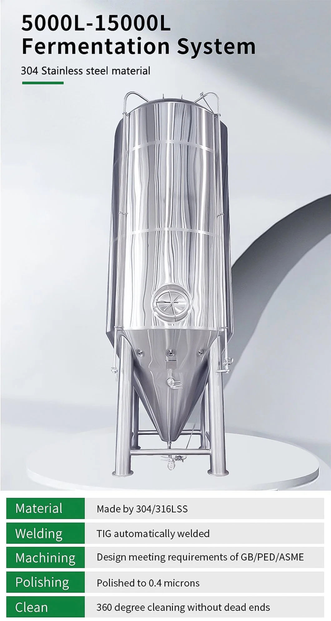 500L 800L 1000L Per Batch Touch Screen Automatic/Semi-Auto Controlling Fermentation Tank Price