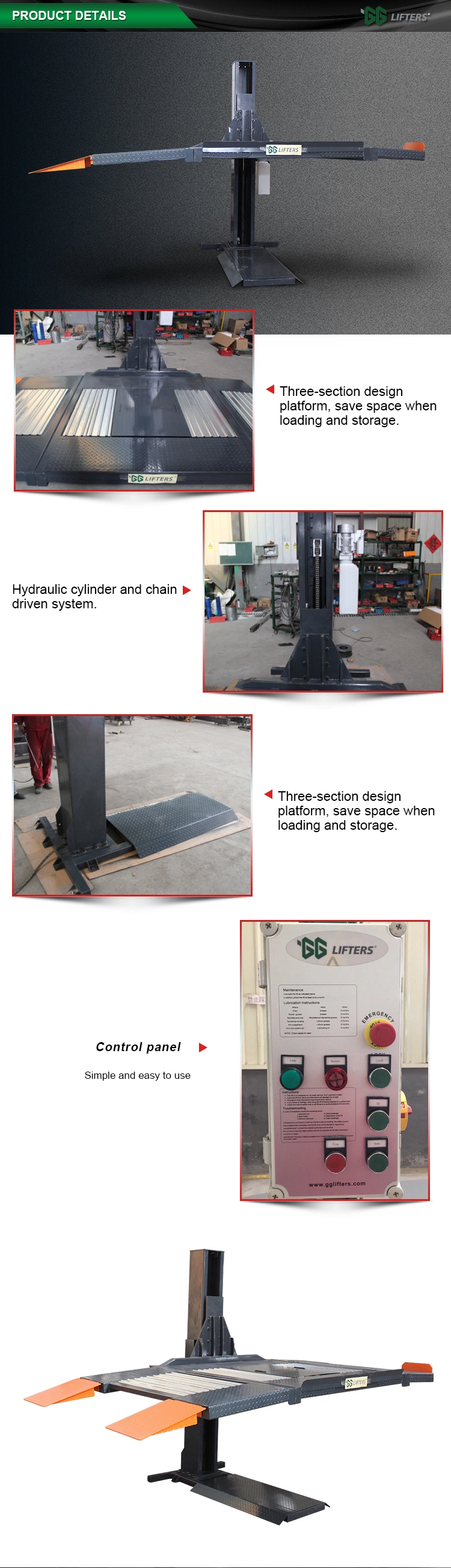 hydraulic lift one post garage equipment/lift platform
