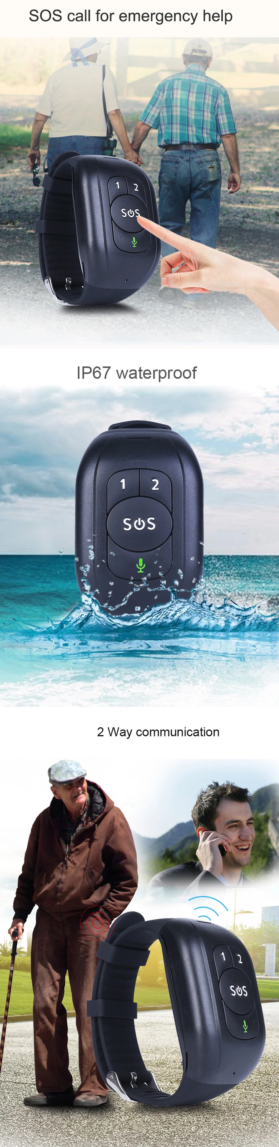 New Developed 4G LTE IP67 Waterproof Removal Alert Smart Tracker Device GPS with Fall Down Alarm Alert Body Temperature Y6T