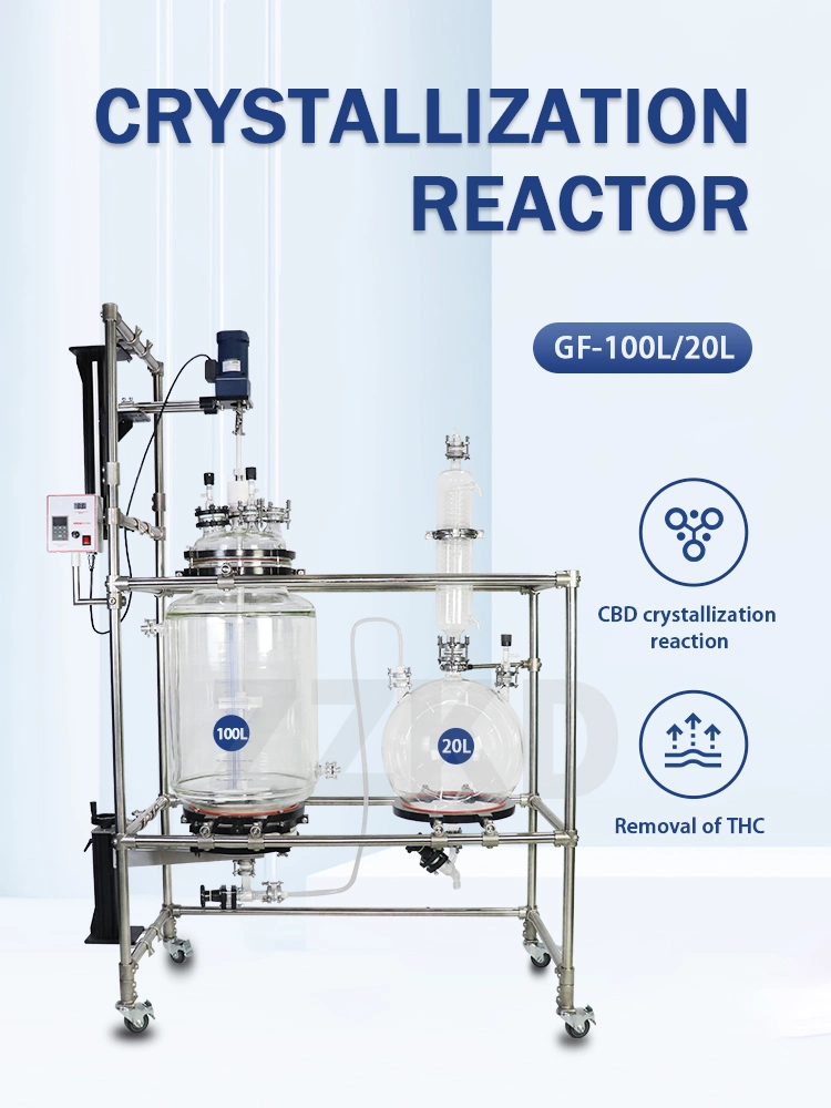 100L Glass Crystallization Reactor Multi-Function Glass Mixing Crystallization Reactor Tank Price