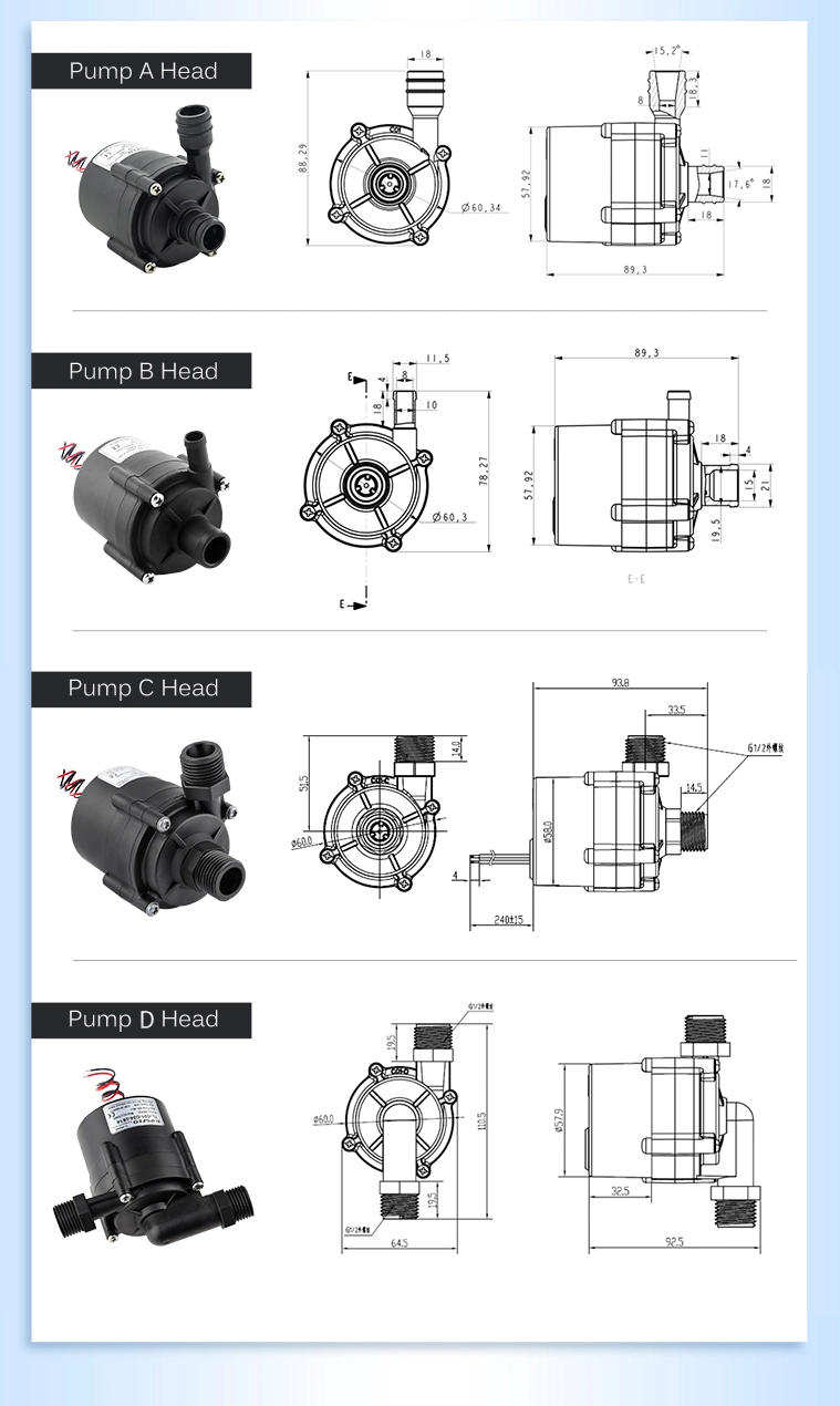 Long Lifetime High Performance 12V or 24V DC Mini Hot Water Centrifugal Pump Electric Small Submersible Circulation Water Pump DC Pump Factory