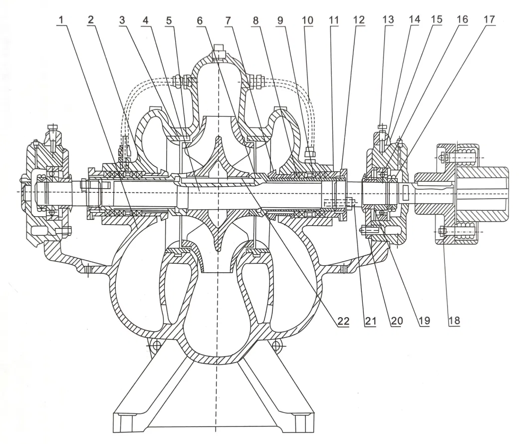 Single-Impeller Mine Water Axially Split Case Double Suction Centrifugal Pump of Horizontal Split-Casing Design