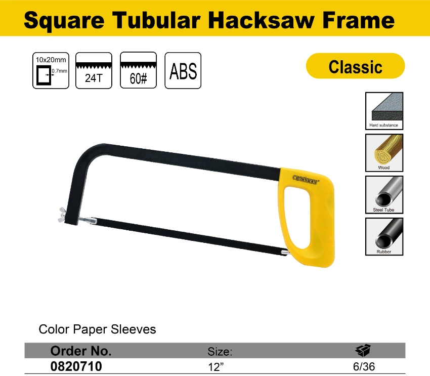 Crownman Cutting Tools, 12&quot; Square Tubular Hacksaw Frame with Plastic Handle