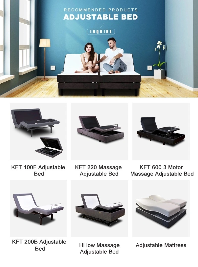 Massage Adjustable Bed Frame with Head Tilt and Lumbar Support