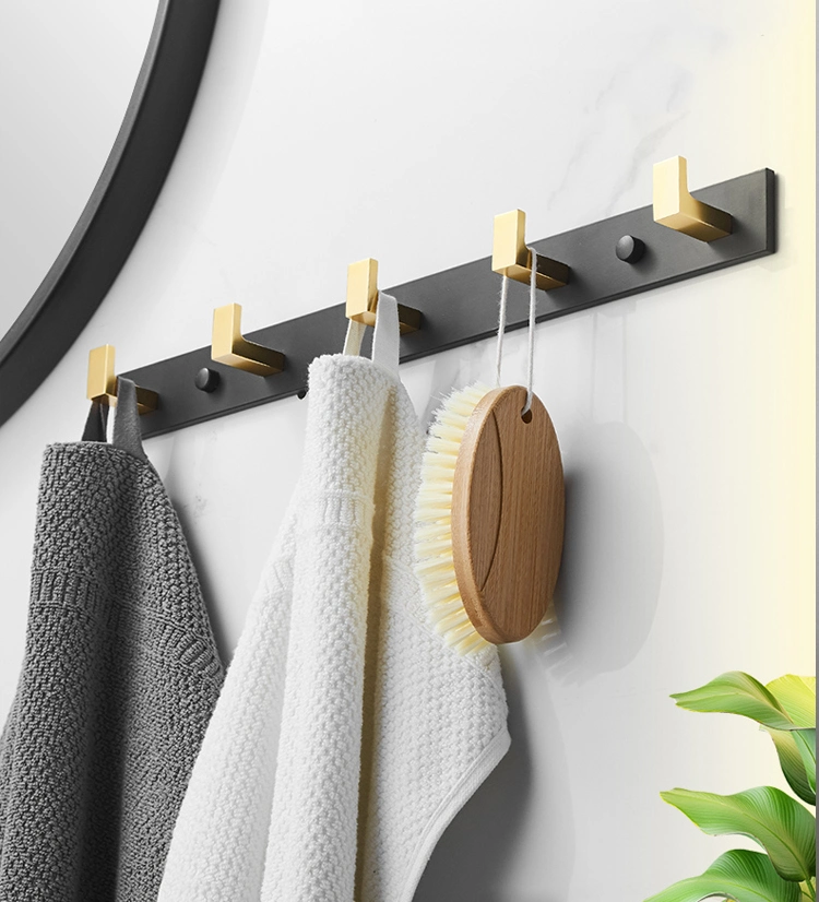 Row Hook Kitchen Bathroom Closet Nail-Free Wall Hook Black Hooks Metal Hook9102