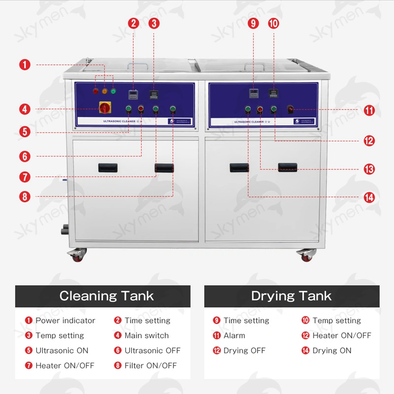 Skymen 360L Dual Tank Jp-2072gh with Filtration and Drying System Industrial Large Ultrasonic Cleaner for Hardware