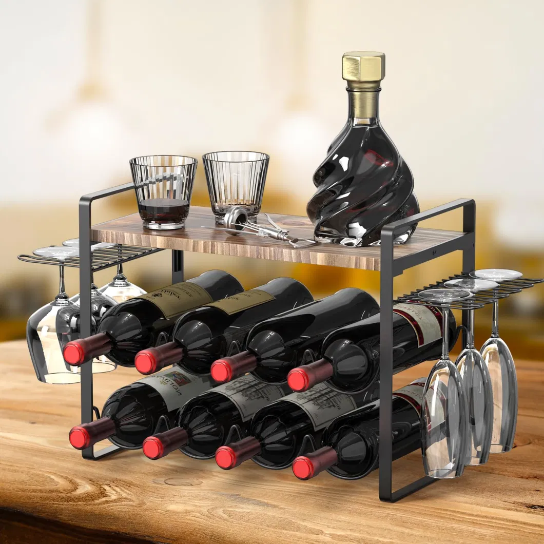 Modern Countertop Glass Holder Storage Furniture Bottle Organizer Display Cabinet Wine Racks