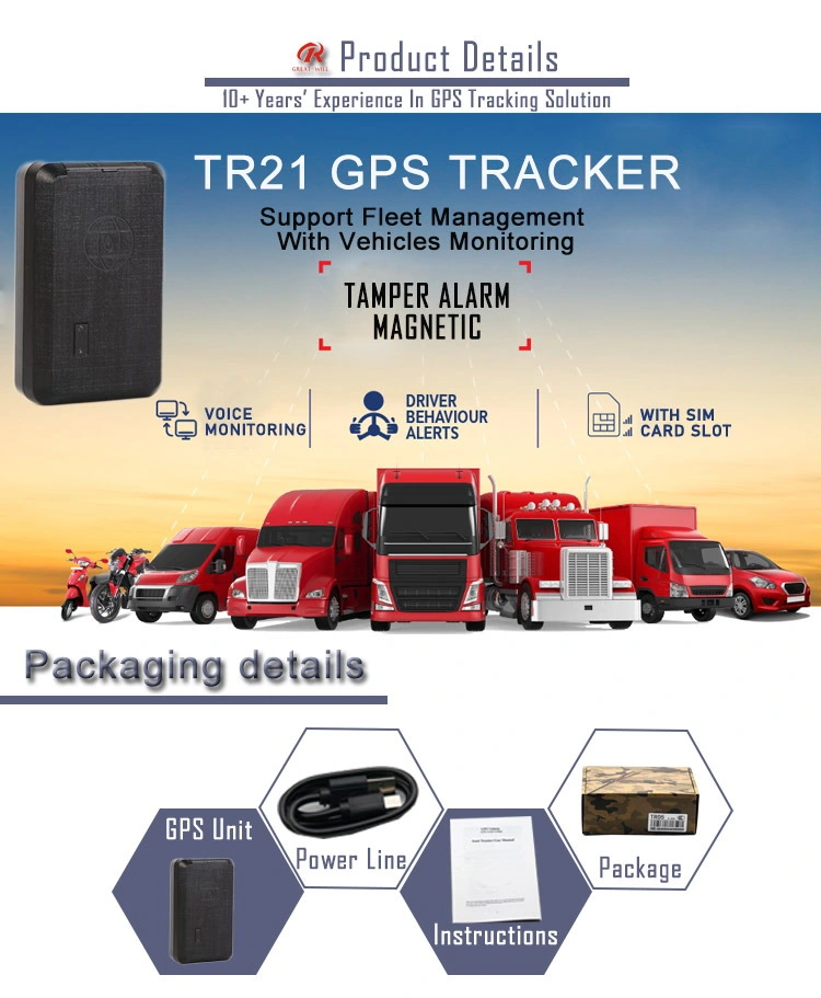 Bds+GPS+Agps Positioning GPS Tracker 4G 6800mAh Battery Car Tracker Device for Car