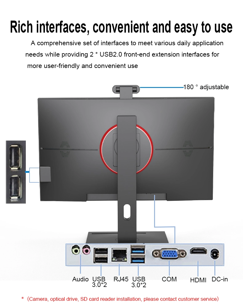 24 Inch All in One Computer Intel Core I5-10400 8g 16g 256GB 500GB HDD Games Business Windows Computer