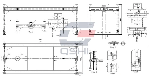 Qshi Custom 53FT Automatic Overheight Container Lifting Frame Spreader