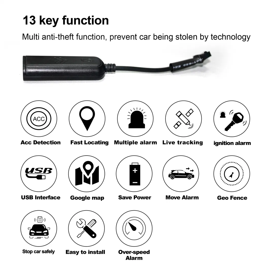 Car GPS Tracking Device with GPS Positioning for Vehicle Security Online Tracking (LT02-DI)