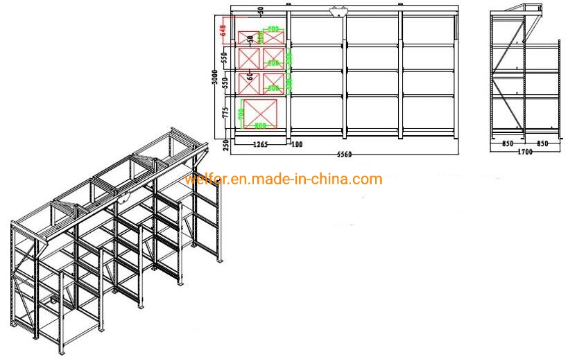 Semi-Open Warehouse Heavy Duty Drawer Type Mold Rack with Crane