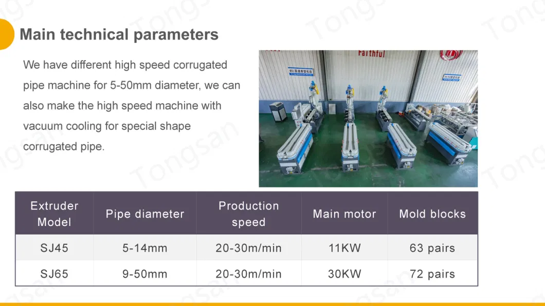 Plastic Corrugated Pipe Extrusion Machine Making Drain Hose for Washing Machine