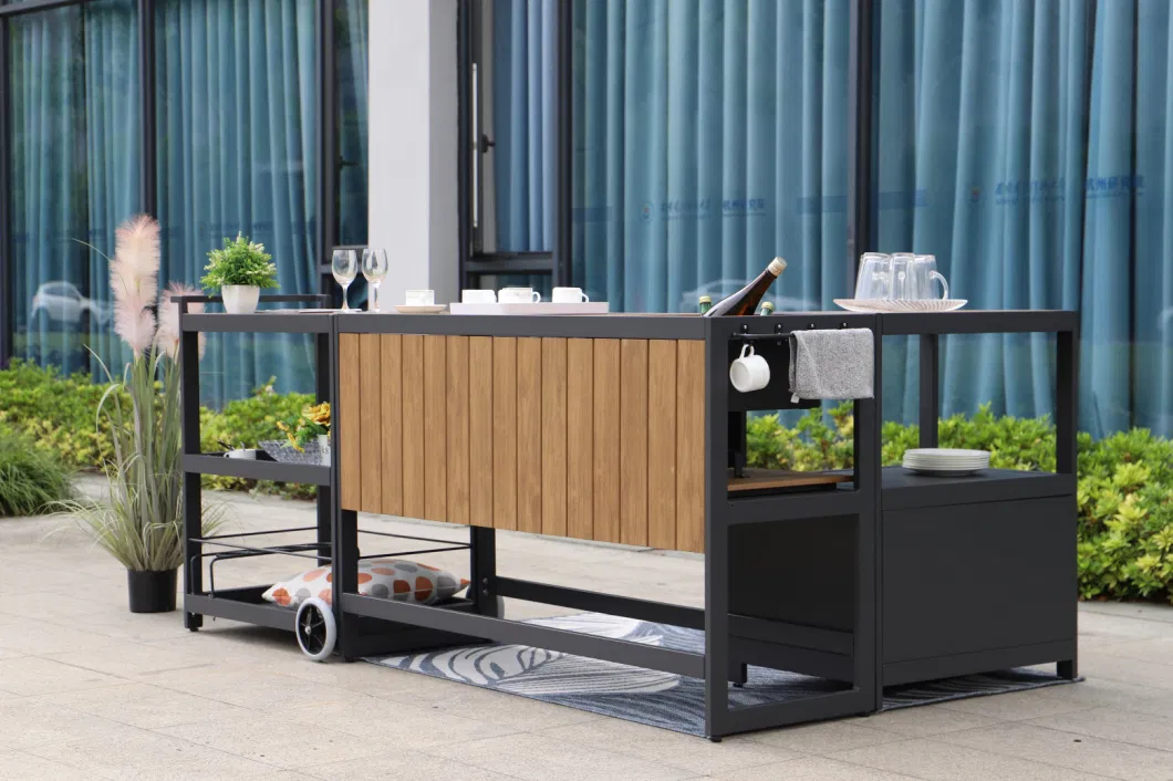 2023 New Model Customized Outdoor Furniture Aluminium Garden Modern Furniture Combination Outdoor Kitchen Cabinet