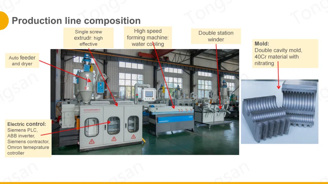 Plastic Corrugated Pipe Extrusion Machine Making Drain Hose for Washing Machine