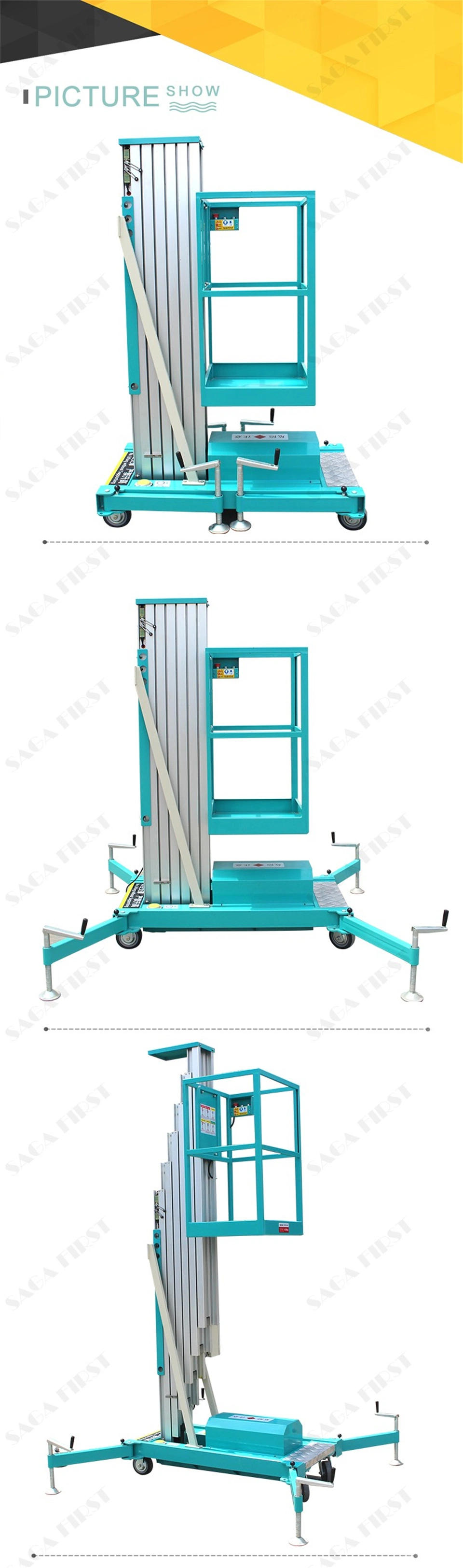 12m Man Push Vertical Aerial Work Platform for Maintenance