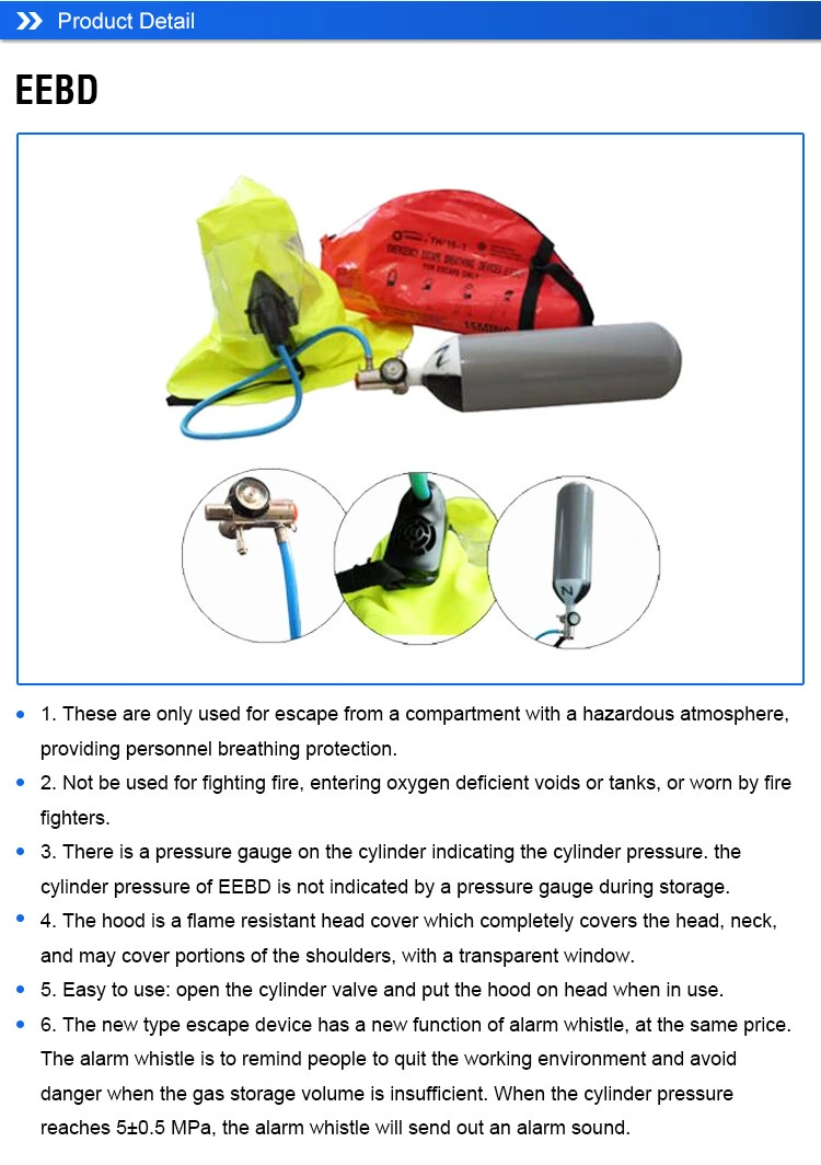 Portable Breathing Apparatus/Fire Escape Hood with Carbon Fiber Cylinder/Eebd/Emergency Air Respirator