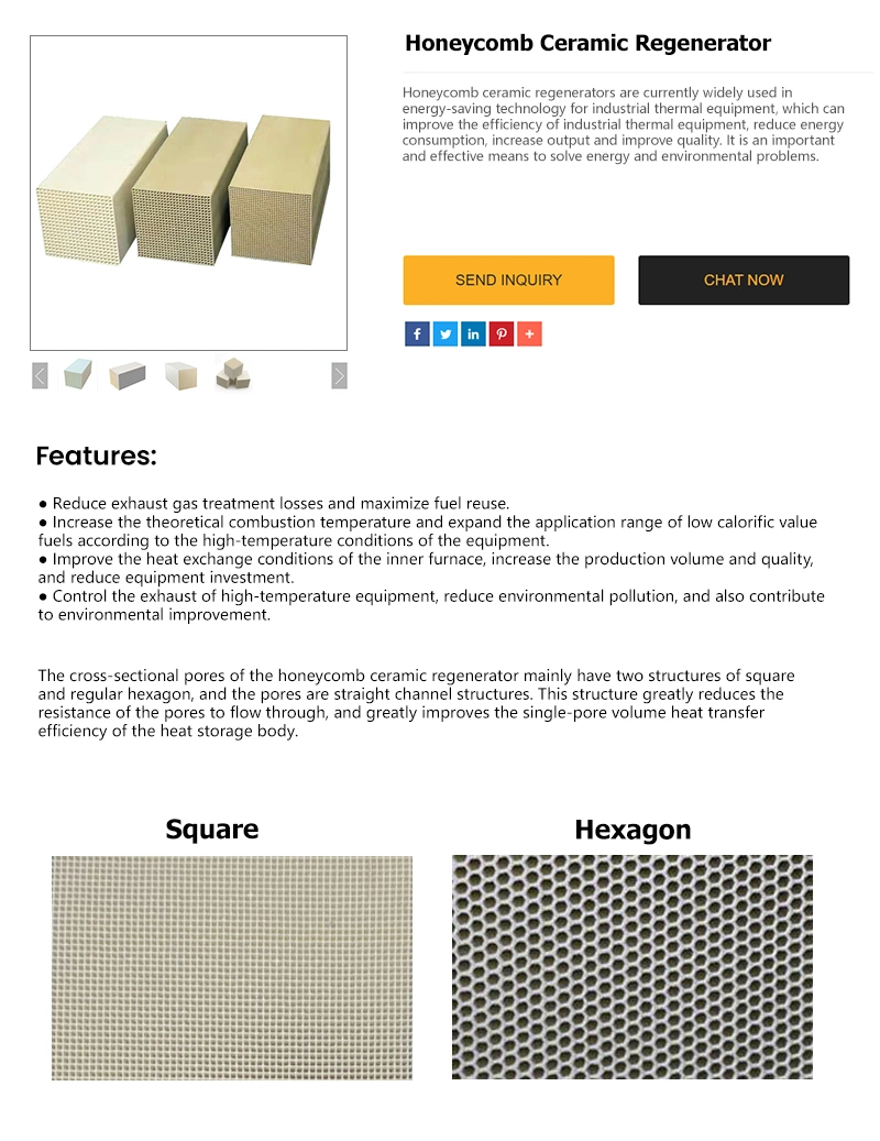 Mullite/ Cordierite Catalyst Substrate Honeycomb Ceramic Regenerator for Rto Heat