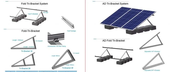 Adjustable Triangle Racks for Flat Roof Solar Panel Energy Bracket Mounting System