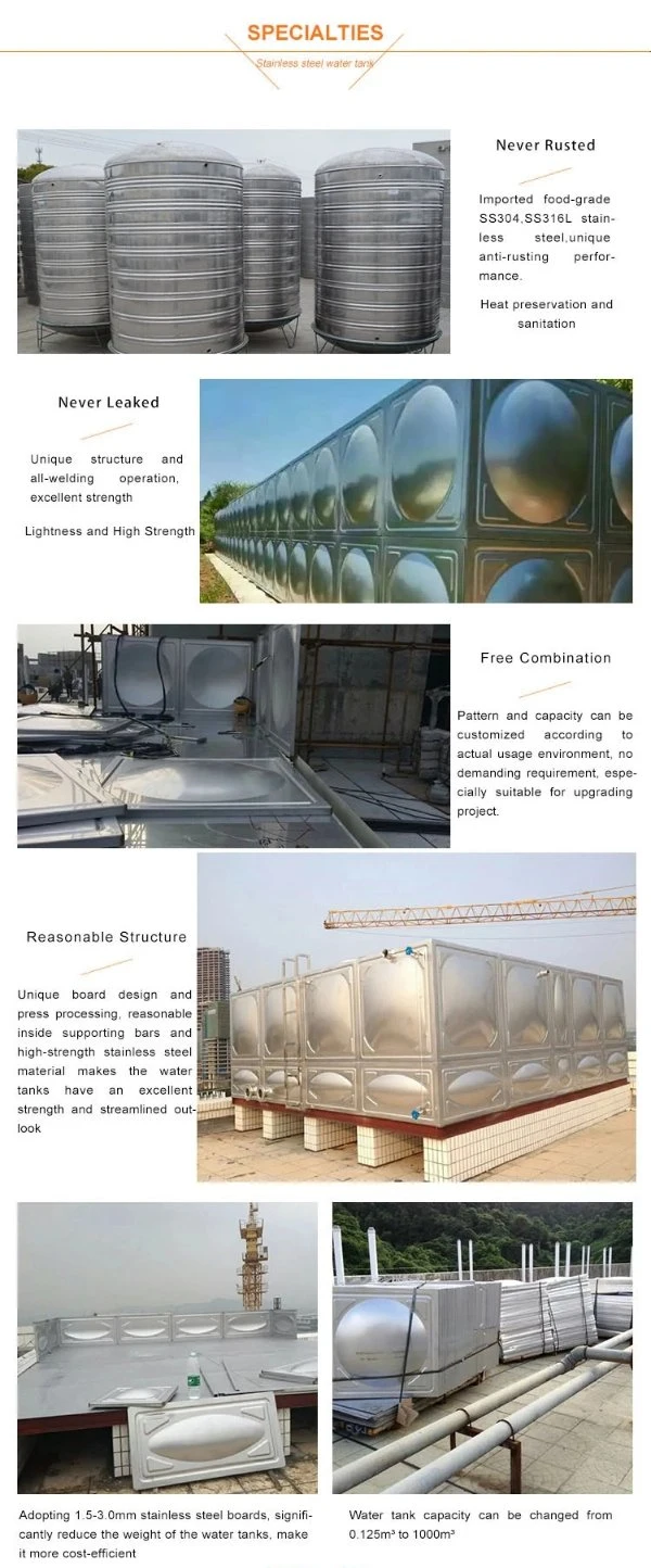 Anti Rust SUS 304 Welding Water Tank 10m3 Stainless Steel Water Tanks