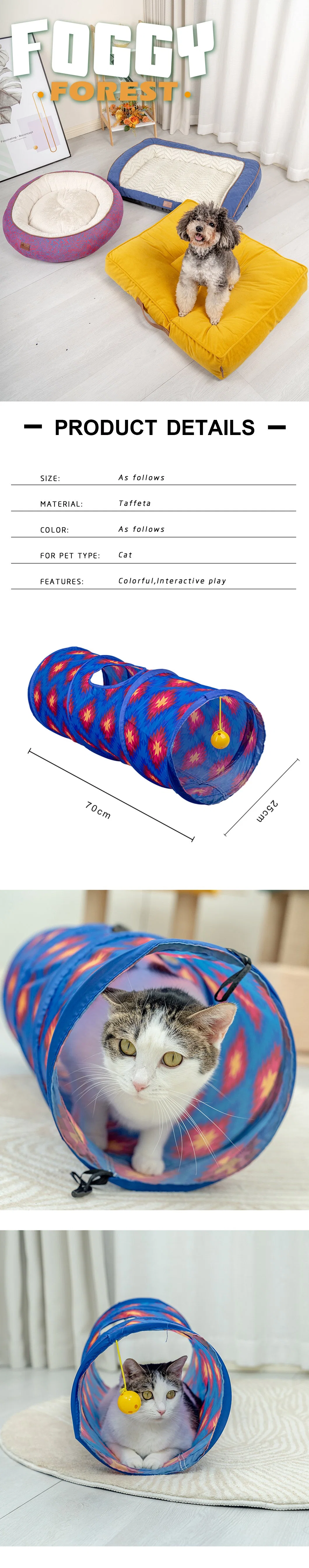 New Design Cat Crinkle Collapsible Kitty Toy Foldable Tunnel