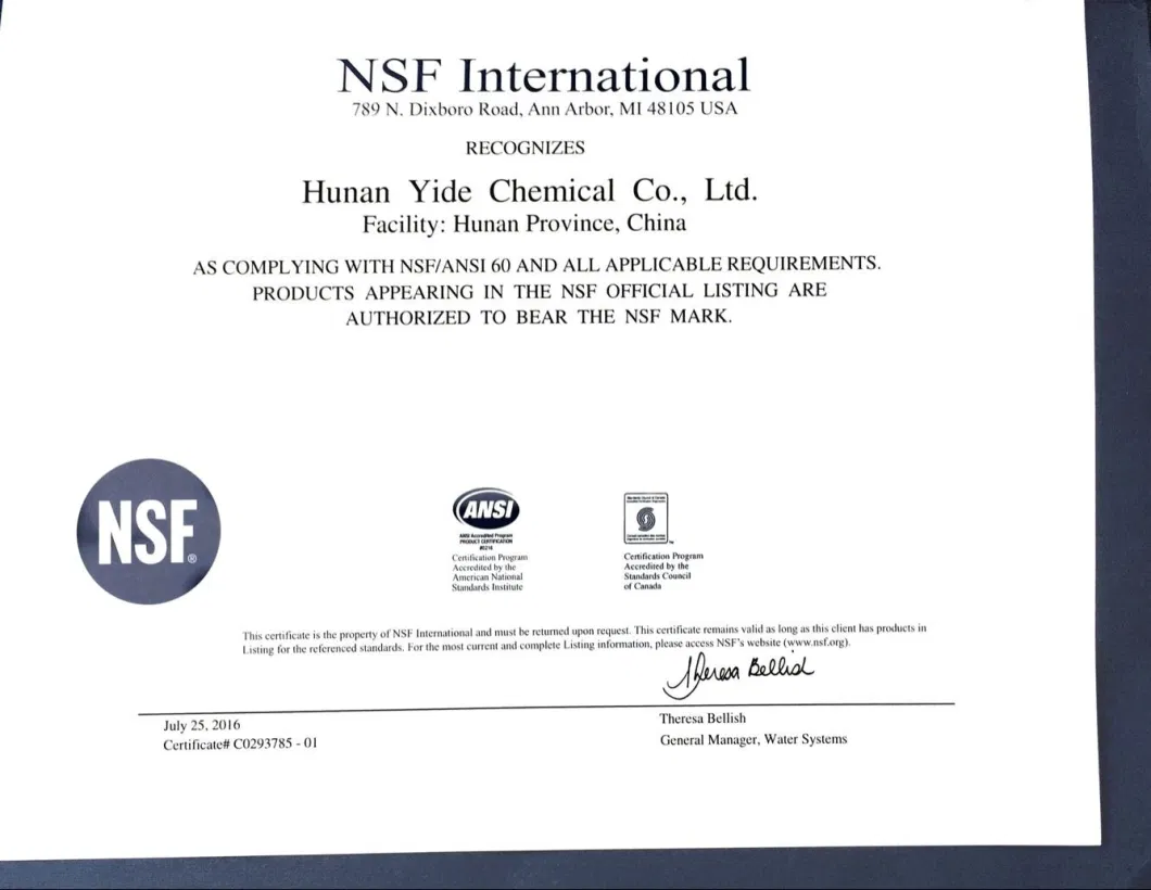 Sulfato De Hierro (FERRICO) Yide Brand NSF Certificacion for Remove Heavy Metals in Water Treatment