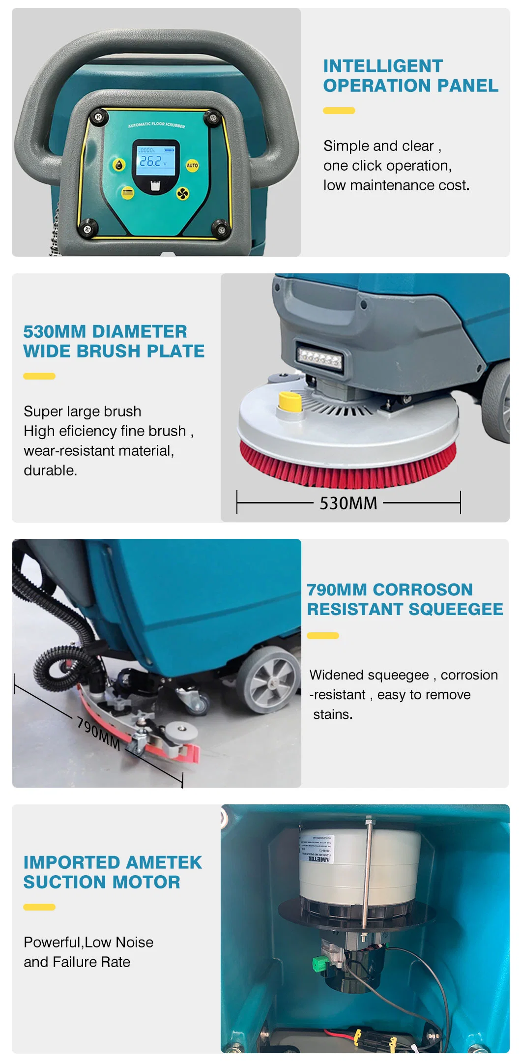 Industrial Battery Powered Cleaning Machine Single Disc Electric Walk Behind Floor Scrubber
