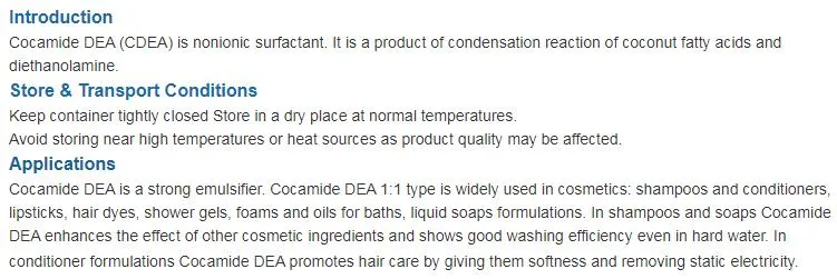 Light Yellow Amber Viscous Liquid Cocamide Diethanolamine Cdea