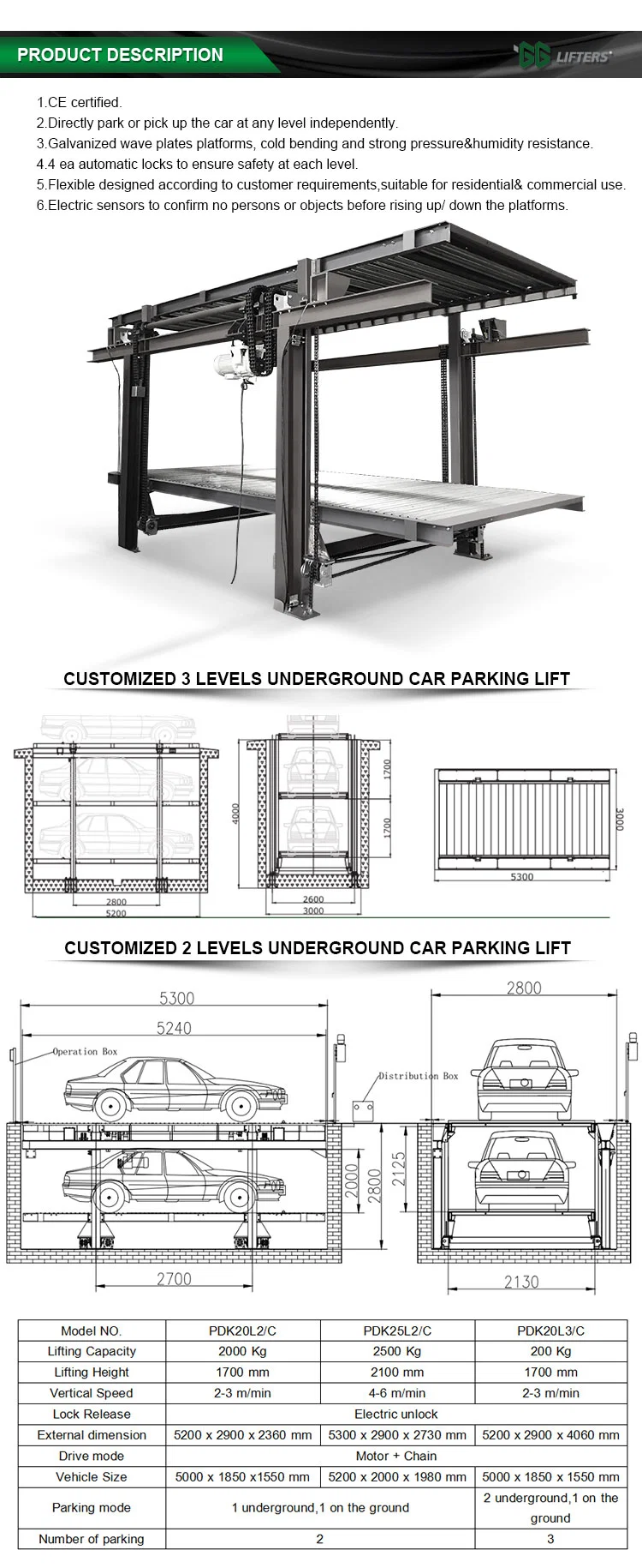 garage equipment underground parking lift platform