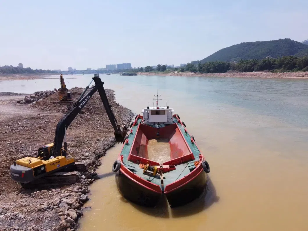 Open Bottom Mud Barge and Excavator Platform for Dredging and Backfilling