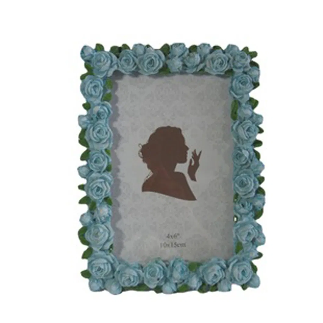 Flower Textured Hand-Crafted with Easel Hook Tabletop Wall Display Resin Picture Frame