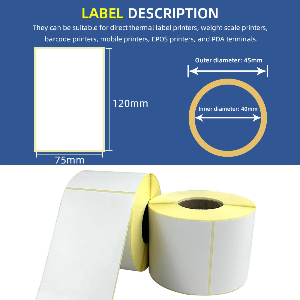 Door to Door Service Available Blank Weighing Scale Label Printing 58X40 58X60 Self Adhesive Label Barcode Sticker Scale Paper Roll