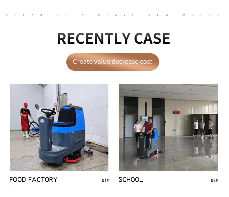 Highest Efficiency Industrial Battery Type Automatic Ride on Floor Scrubber Dryer with Big Tank