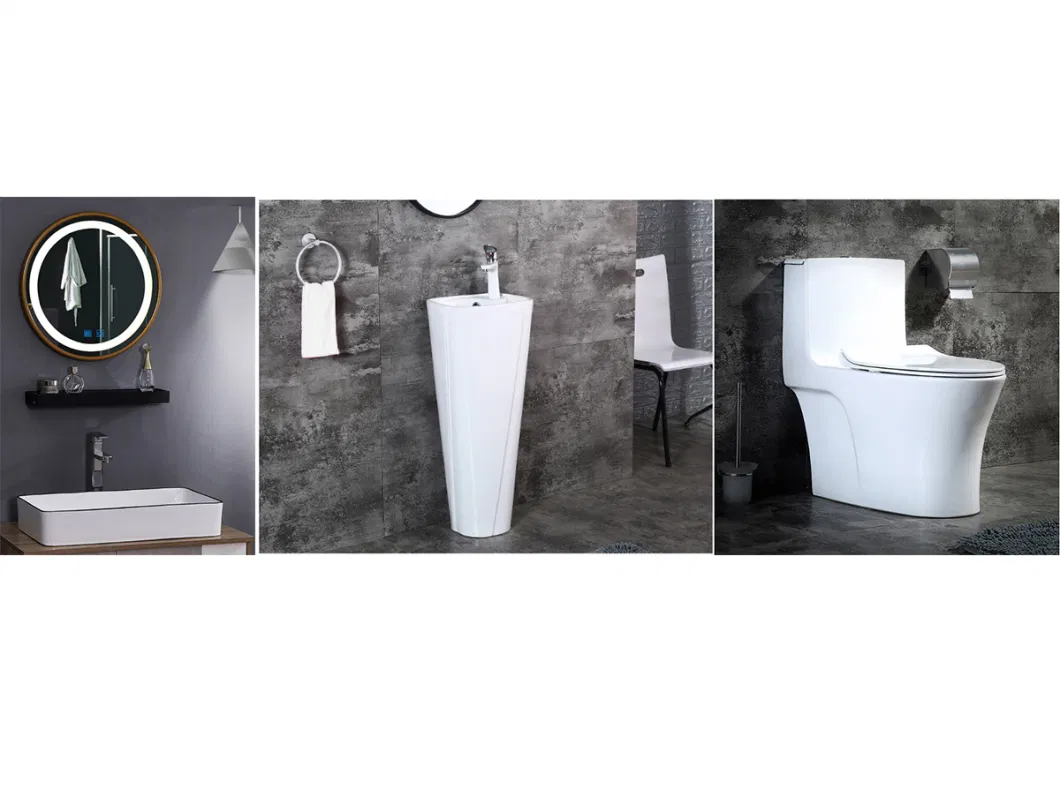 ISO Manufacturer Rimless Flush P-Trap Wall Hung Toilet HDPE Plastic Hidden Water Tank with Color Flush Button