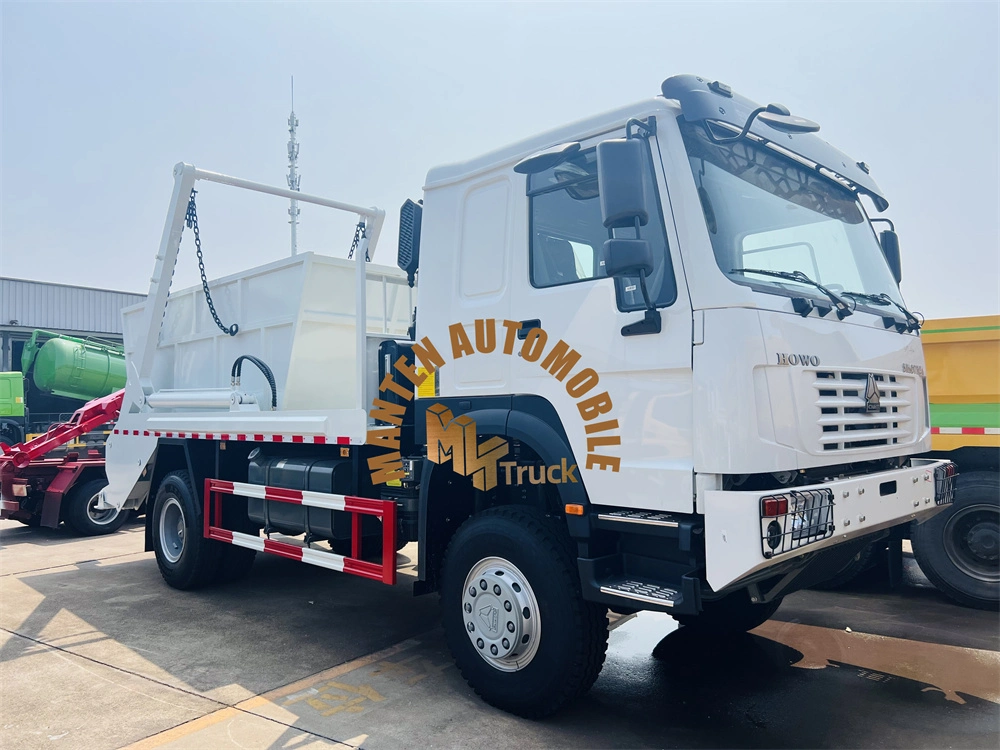 Customized Sinotruk HOWO 4X4 Swing Arm Garbage Trucks for Construction Garbage Loading