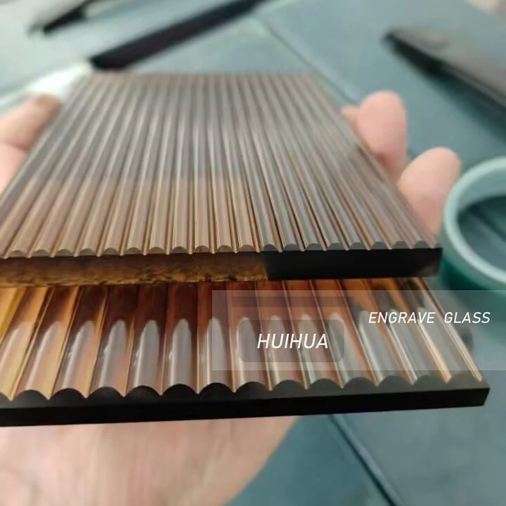 Bronze Engrave/Carved/V-Grooved Optimax Glass Tempered Float Patterned Etched Decorative Glass