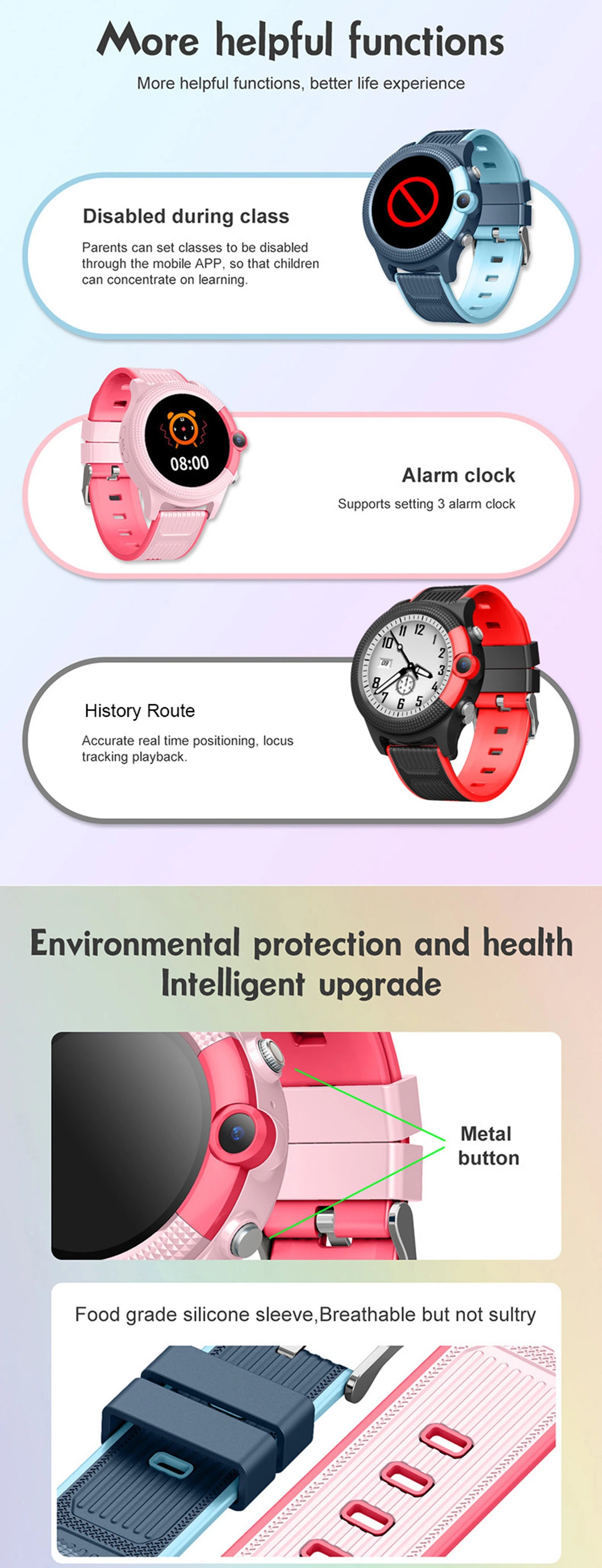 2023 new product low power consumption GPS watch 4G LTE smart kids watch with IP67 waterproof video call for boy and girl D42E