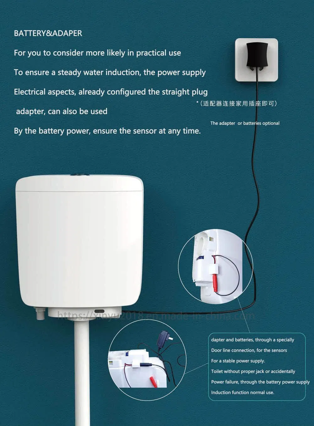 Smart Touchless Sensor Squat Auto Flush Toilet Water Tank
