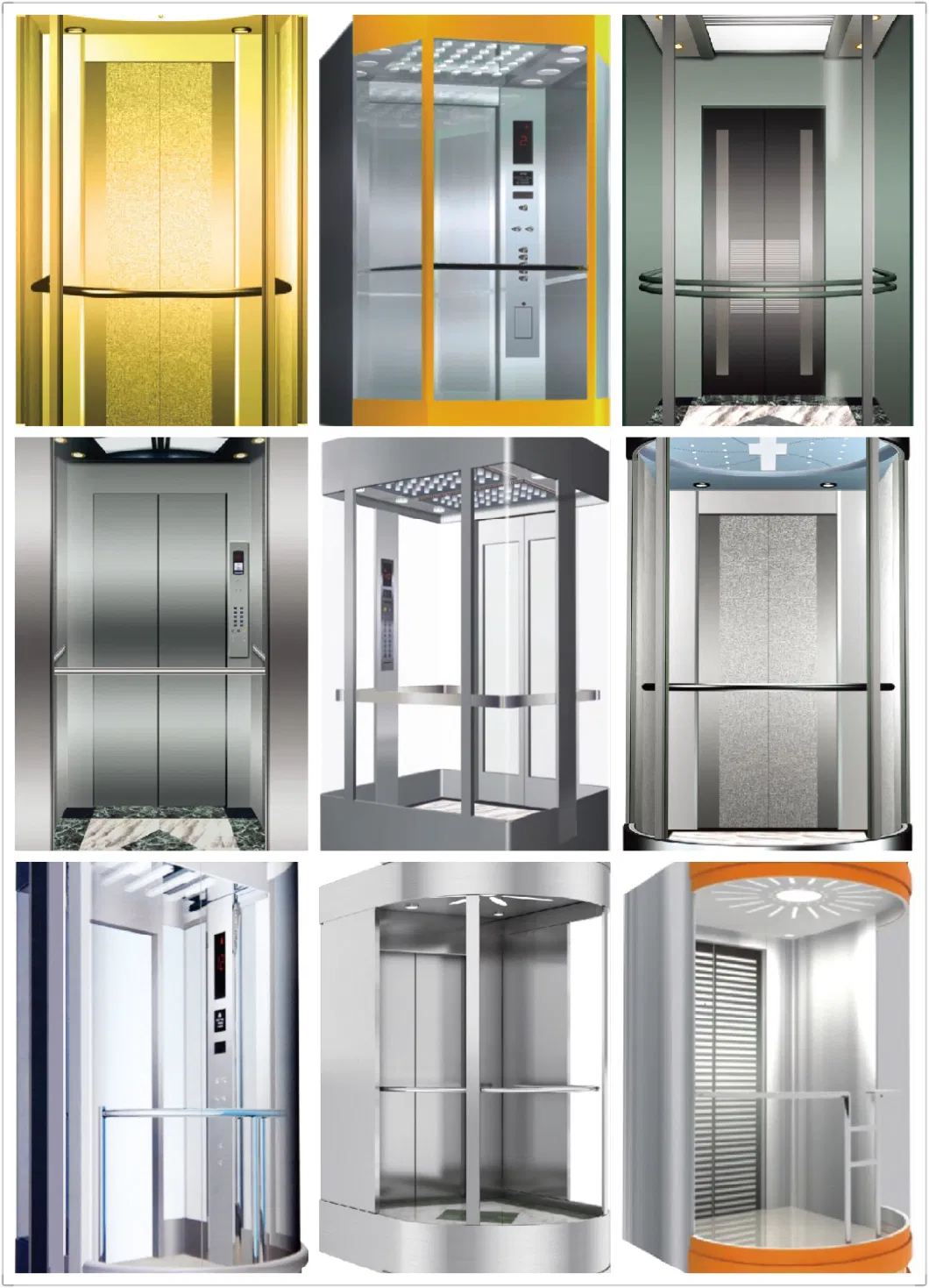 10 Persons 1000kg Stainless Steel Mirror Etching Home Panoramic Villa Passenger Elevator Lift for Sale