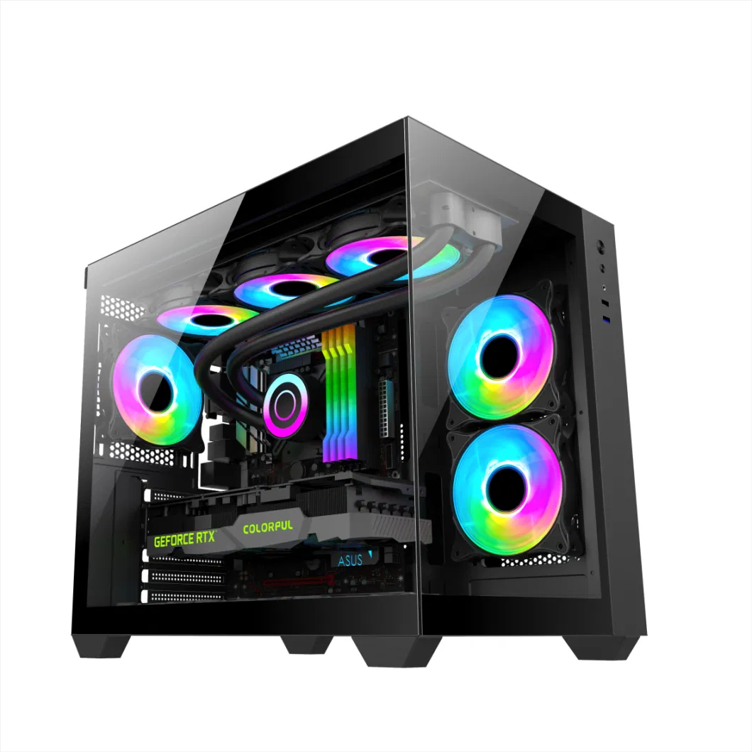ATX Computer Case Gaming PC CPU Server USB3.0 Cabinet with Tempered Glass Steel Panel