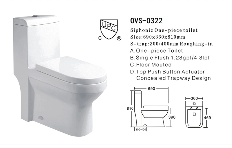 Chinese Wc Commode One Piece Dual Flush Toilet with Concealed Tank Dual-Flush