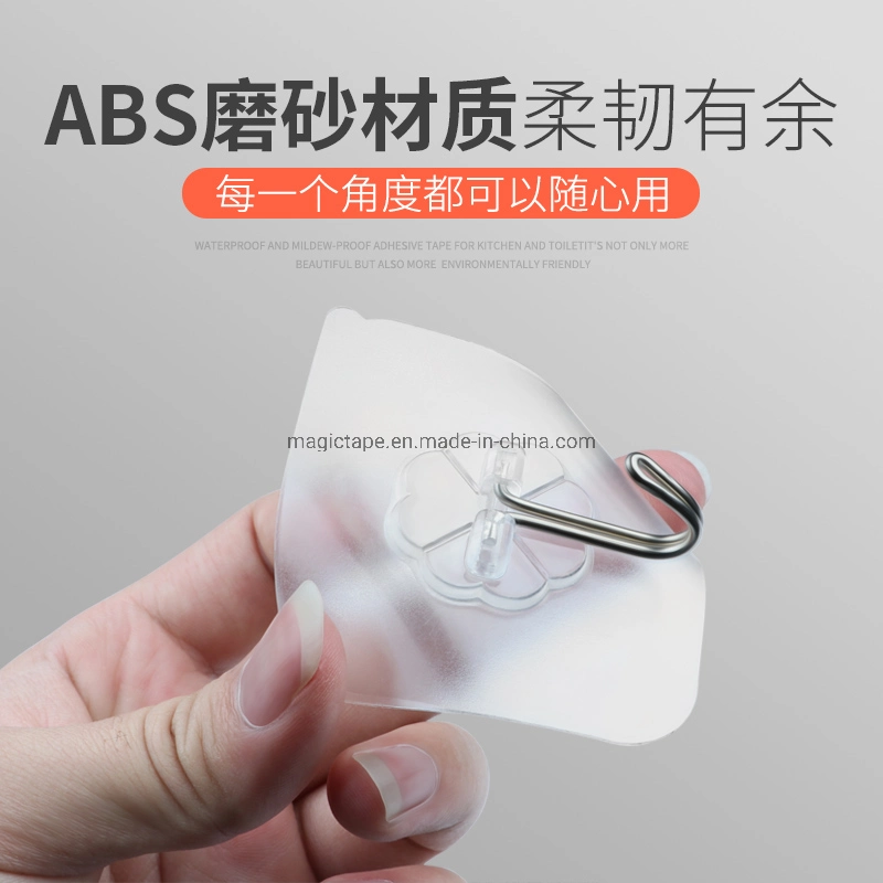High Quality Large Loading Capacity Simple Design Transparent Bathroom Kitchen Adhesive Wall Hanger Hook Adhesive Wall Hook