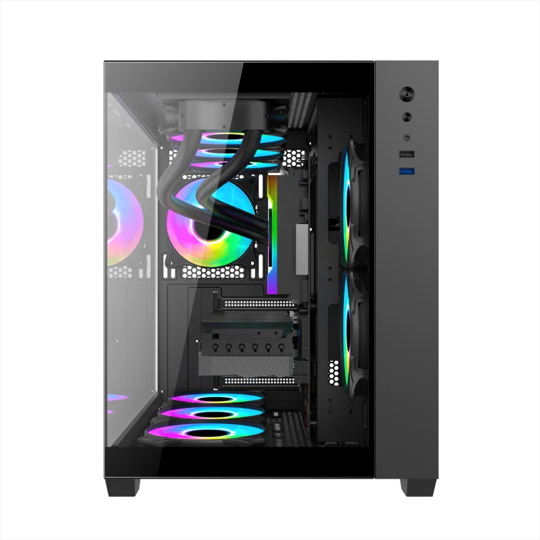 ATX Computer Case Gaming PC CPU Server USB3.0 Cabinet with Tempered Glass Steel Panel