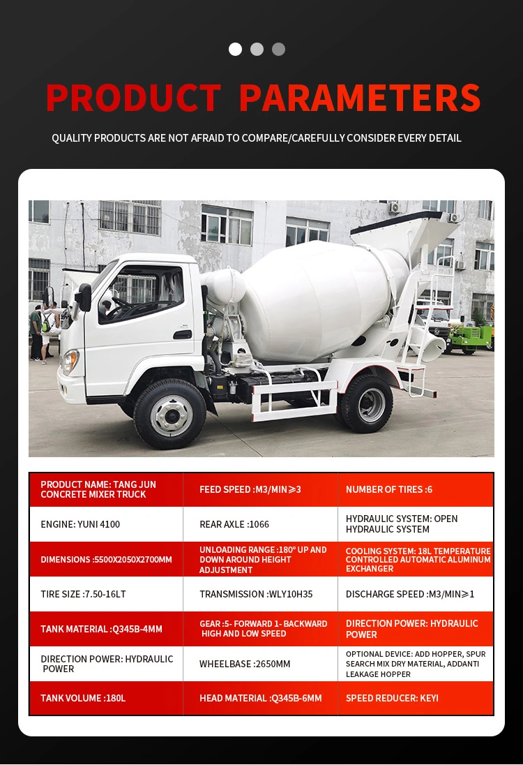 Concrete 3cbm 2.6cbm 4X2 Transit Mobile Self Loading Cement Concrete Mixer Truck