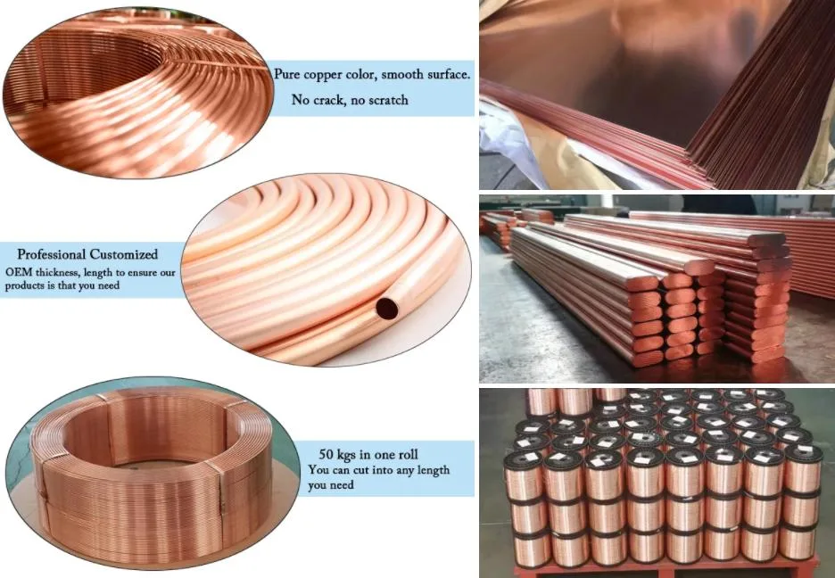 99.9% Electro Copper Cathode Wire Coil Rod Sheet Tube Pipe