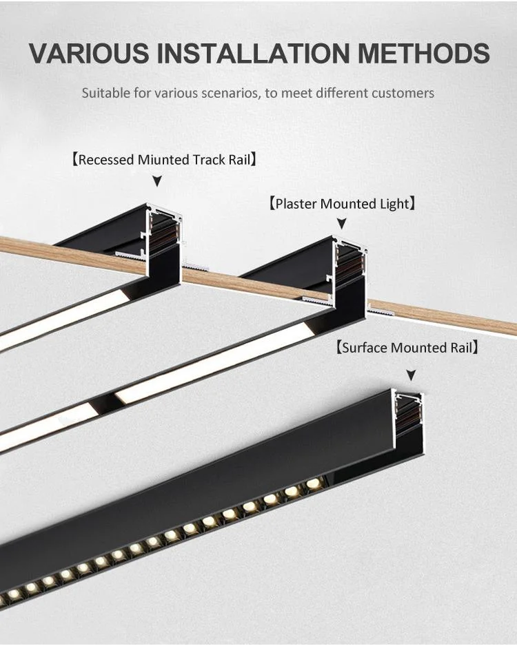 Modern Embedded Hide 48V Low Voltage LED Line Lights Wall Washer LED Magnetic Track Light 35mm Magnetic Track Light System