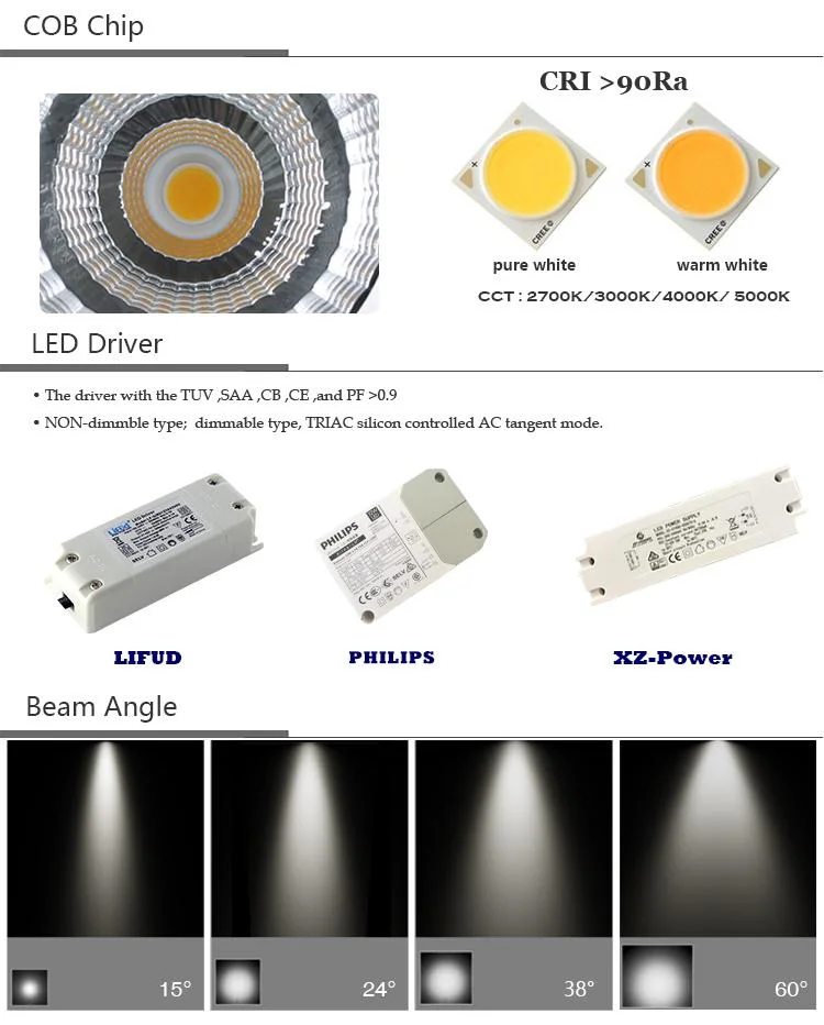 Commercial LED Track Mounted LED Light Projector Type 30W Ceiling COB Dimmable Adjustable Moving Head Spot LED Track Light